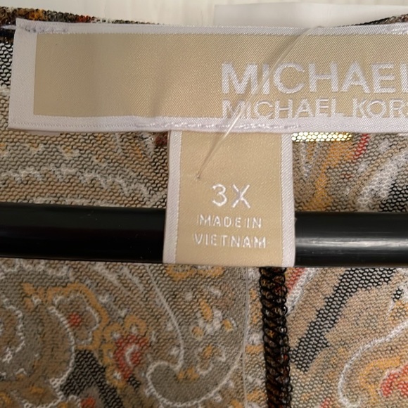 Michael Michael Kors Mesh Paisley Peasant V-Neck Long Sleeve Mini Dress sz 3X - Picture 8 of 10